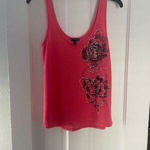FANG Coral Rose Embellished Tank Top
